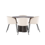 OliviaJídelní stůl-Mocca/MoccaVeneer+BeritChair-Black/BeigeVelvet_4