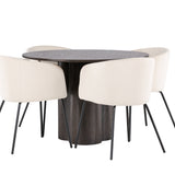OliviaJídelní stůl-Mocca/MoccaVeneer+BeritChair-Black/BeigeVelvet_4