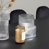 Jídelní stůl Vail – černá / kouřová černá MDF + jídelní židle Polar – černé nohy / černý samet _6