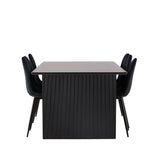 Jídelní stůl Vail – černá / kouřová černá MDF + jídelní židle Polar – černé nohy / černý samet _6