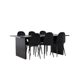 Jídelní stůl Vail – černá / kouřová černá MDF + jídelní židle Polar – černé nohy / černý samet _6