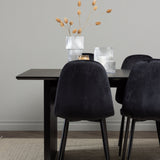 Jídelní stůl Vail – černá / kouřová černá MDF + jídelní židle Polar – černé nohy / černý samet _6