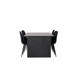 Jídelní stůl Vail – černá / kouřová černá MDF + jídelní židle Polar – černé nohy / černý samet _6