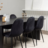 Jídelní stůl Vail – černá / kouřová černá MDF + jídelní židle Polar – černé nohy / černý samet _6