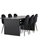 Jídelní stůl Vail – černá / kouřová černá MDF + jídelní židle Polar – černé nohy / černý samet _6