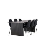 Jídelní stůl Vail – černá / kouřová černá MDF + jídelní židle Polar – černé nohy / černý samet _6