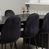 Jídelní stůl Vail – černá / kouřová černá MDF + jídelní židle Polar – černé nohy / černý samet _6