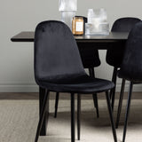 Jídelní stůl Vail – černá / kouřová černá MDF + jídelní židle Polar – černé nohy / černý samet _6