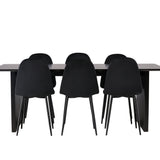 Jídelní stůl Vail – černá / kouřová černá MDF + jídelní židle Polar – černé nohy / černý samet _6