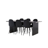 Jídelní stůl Vail – černá / kouřová černá MDF + jídelní židle Polar – černé nohy / černý samet _6