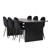 Jídelní stůl Vail – černá / kouřová černá MDF + jídelní židle Polar – černé nohy / černý samet _6