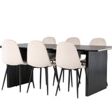 Jídelní stůl Vail - černá / kouřová černá MDF + jídelní židle Polar - černé nohy / béžový samet _6