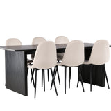 Jídelní stůl Vail - černá / kouřová černá MDF + jídelní židle Polar - černé nohy / béžový samet _6