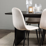 Jídelní stůl Vail - černá / kouřová černá MDF + jídelní židle Polar - černé nohy / béžový samet _6