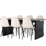 Jídelní stůl Vail - černá / kouřová černá MDF + jídelní židle Polar - černé nohy / béžový samet _6