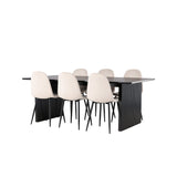 Jídelní stůl Vail - černá / kouřová černá MDF + jídelní židle Polar - černé nohy / béžový samet _6