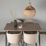 Jídelní stůl Tempe – černá / ořechová MDF + židle Berit – černá / béžová látka (polyesterové prádlo) _4