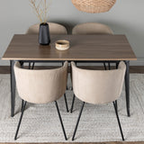 Jídelní stůl Tempe – černá / ořechová MDF + židle Berit – černá / béžová látka (polyesterové prádlo) _4