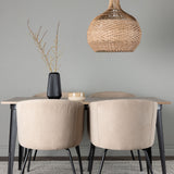 Jídelní stůl Tempe – černá / ořechová MDF + židle Berit – černá / béžová látka (polyesterové prádlo) _4