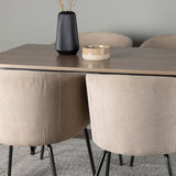 Jídelní stůl Tempe – černá / ořechová MDF + židle Berit – černá / béžová látka (polyesterové prádlo) _4