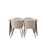 Jídelní stůl Tempe – černá / ořechová MDF + židle Berit – černá / béžová látka (polyesterové prádlo) _4