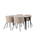 Jídelní stůl Tempe – černá / ořechová MDF + židle Berit – černá / béžová látka (polyesterové prádlo) _4