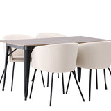 Jídelní stůl Tempe - černá / ořechová MDF + židle Berit - černá / béžový samet _4