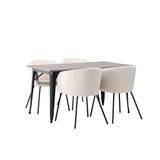 Jídelní stůl Tempe - černá / ořechová MDF + židle Berit - černá / béžový samet _4