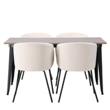 Jídelní stůl Tempe - černá / ořechová MDF + židle Berit - černá / béžový samet _4