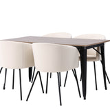 Jídelní stůl Tempe - černá / ořechová MDF + židle Berit - černá / béžový samet _4