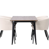 Jídelní stůl Tempe - černá / ořechová MDF + židle Berit - černá / béžový samet _4