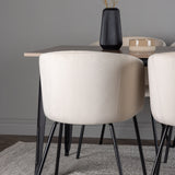 Jídelní stůl Tempe - černá / ořechová MDF + židle Berit - černá / béžový samet _4