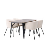 Jídelní stůl Tempe - černá / ořechová MDF + židle Berit - černá / béžový samet _4