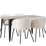 Jídelní stůl Tempe - černá / ořechová MDF + židle Berit - černá / béžový samet _4