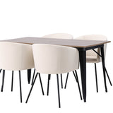 Jídelní stůl Tempe - černá / ořechová MDF + židle Berit - černá / béžový samet _4