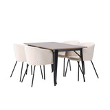 Jídelní stůl Tempe - černá / ořechová MDF + židle Berit - černá / béžový samet _4