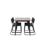 Jídelní stůl Tempe - Černá / Ořech MDF + Židle Kenth - Černá / Černá PU _4