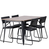 Jídelní stůl Tempe - Černá / Ořech MDF + Židle Kenth - Černá / Černá PU _4