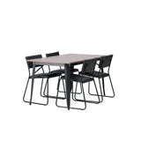 Jídelní stůl Tempe - Černá / Ořech MDF + Židle Kenth - Černá / Černá PU _4