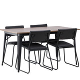 Jídelní stůl Tempe - Černá / Ořech MDF + Židle Kenth - Černá / Černá PU _4