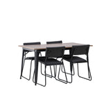 Jídelní stůl Tempe - Černá / Ořech MDF + Židle Kenth - Černá / Černá PU _4