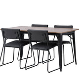 Jídelní stůl Tempe - Černá / Ořech MDF + Židle Kenth - Černá / Černá PU _4
