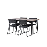 Jídelní stůl Tempe - Černá / Ořech MDF + Židle Kenth - Černá / Černá PU _4