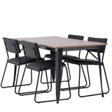 Jídelní stůl Tempe - Černá / Ořech MDF + Židle Kenth - Černá / Černá PU _4
