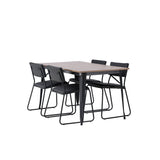 Jídelní stůl Tempe - Černá / Ořech MDF + Židle Kenth - Černá / Černá PU _4