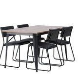Jídelní stůl Tempe - Černá / Ořech MDF + Židle Kenth - Černá / Černá PU _4
