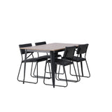 Jídelní stůl Tempe - Černá / Ořech MDF + Židle Kenth - Černá / Černá PU _4