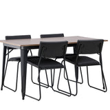 Jídelní stůl Tempe - Černá / Ořech MDF + Židle Kenth - Černá / Černá PU _4