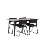 Jídelní stůl Tempe - Černá / Ořech MDF + Židle Kenth - Černá / Černá PU _4