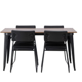 Jídelní stůl Tempe - Černá / Ořech MDF + Židle Kenth - Černá / Černá PU _4